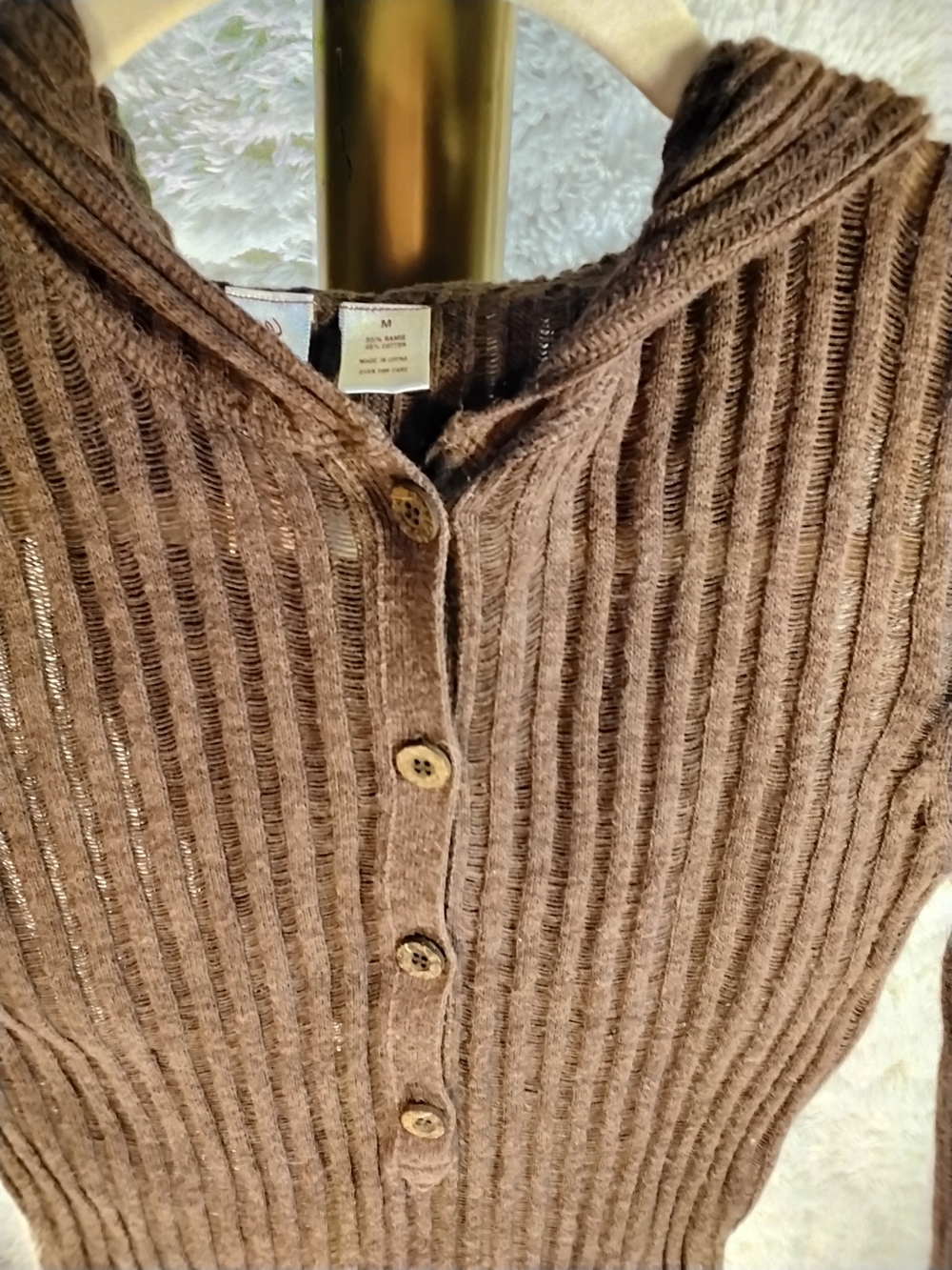 Abercrombie & Fitch Brown Ribbed Button-Up Cardigan